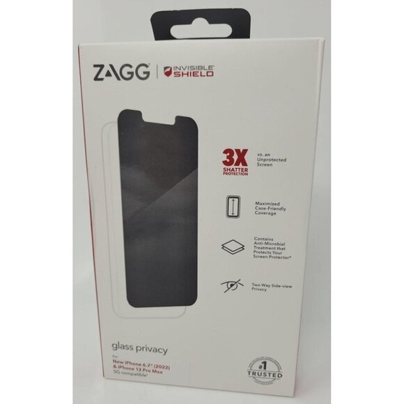 Zagg Glass Privacy Screen Protector for iPhone 14 Plus / 13 Pro Max 6.7" 2022 - Picture 1 of 2